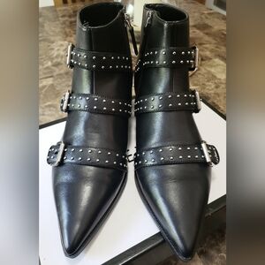 Nine West Black Ankle Boots with Silver Accents